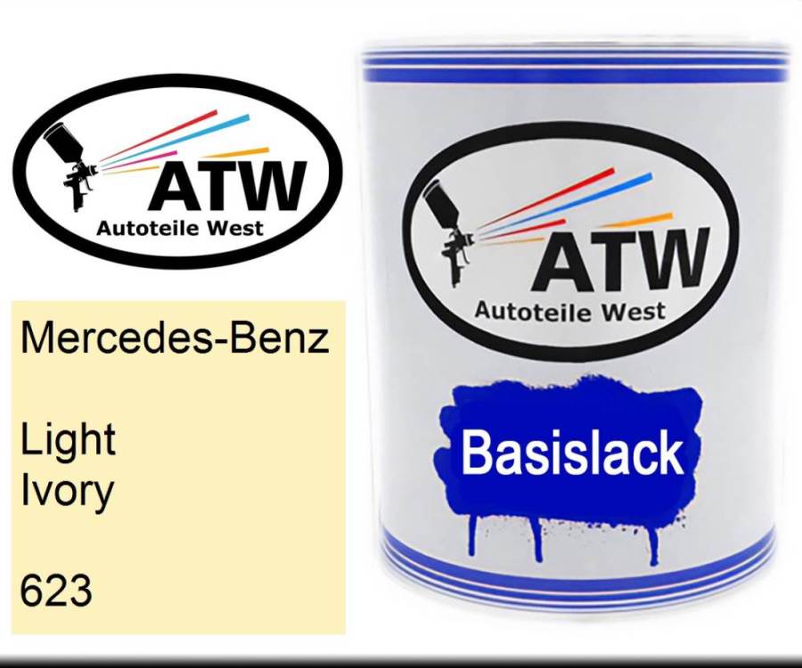 Mercedes-Benz, Light Ivory, 623: 1L Lackdose, von ATW Autoteile West.